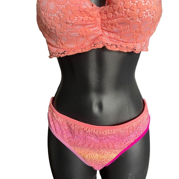 Victoria’s Secret Pink Lace Padded Bikini Sz 34B M - Picture 3 of 7